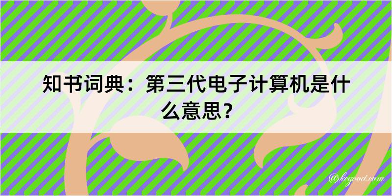 知书词典：第三代电子计算机是什么意思？