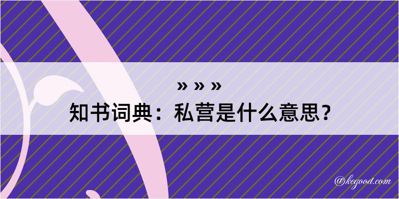 知书词典：私营是什么意思？