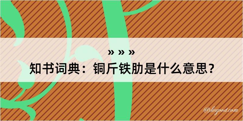 知书词典：铜斤铁肋是什么意思？