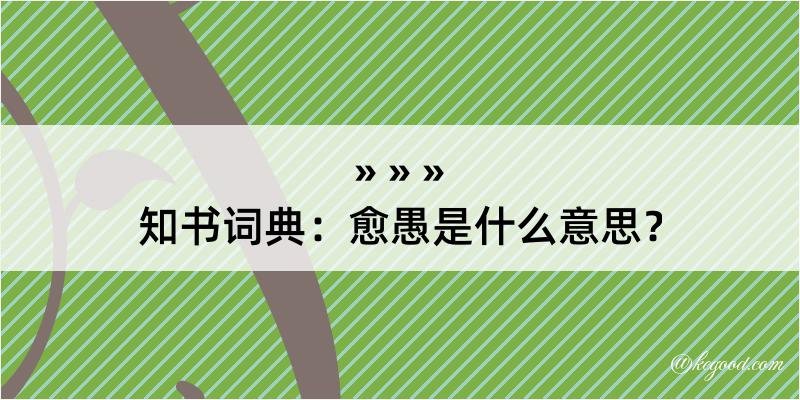 知书词典：愈愚是什么意思？