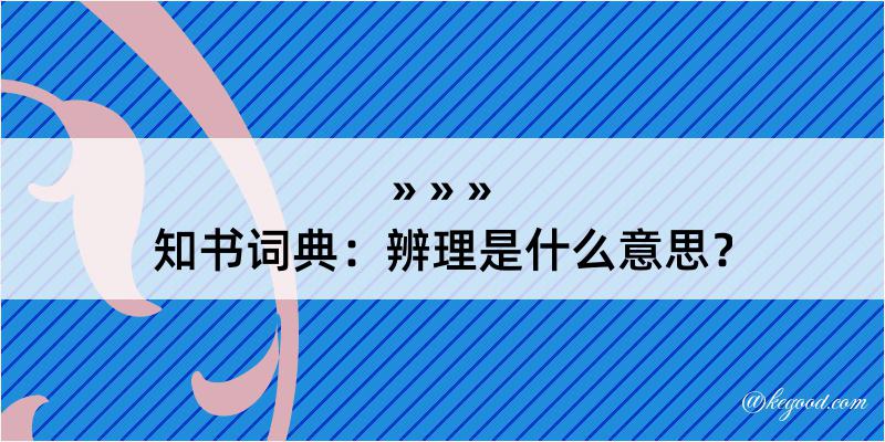 知书词典：辨理是什么意思？