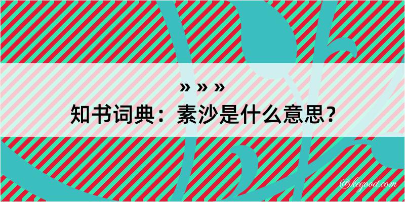 知书词典：素沙是什么意思？