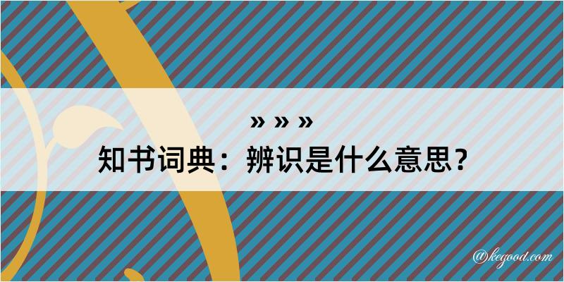 知书词典：辨识是什么意思？