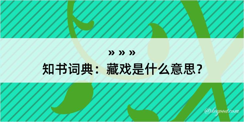 知书词典：藏戏是什么意思？