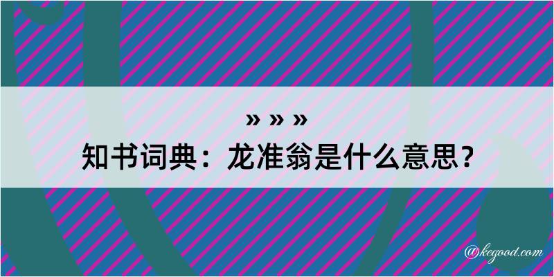 知书词典：龙准翁是什么意思？