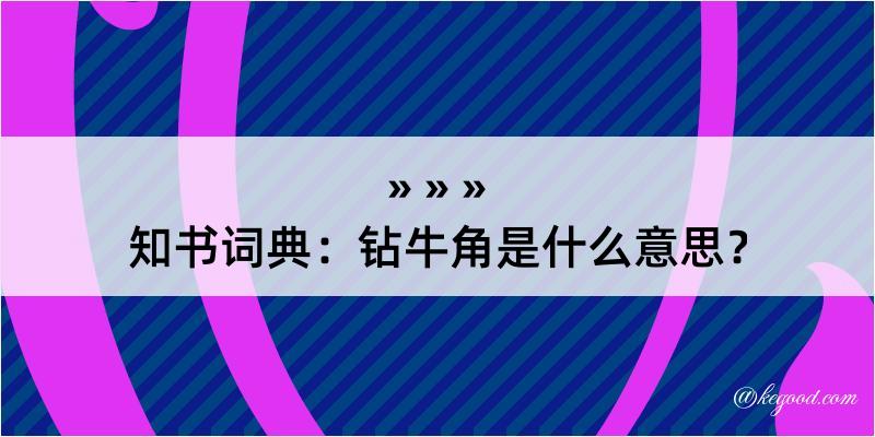 知书词典：钻牛角是什么意思？