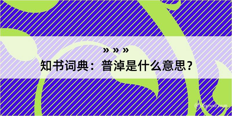 知书词典：普淖是什么意思？