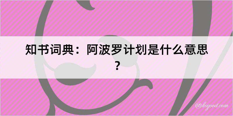 知书词典：阿波罗计划是什么意思？