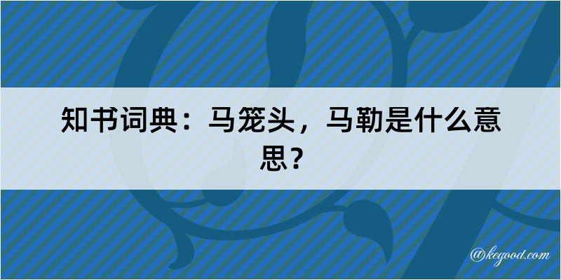 知书词典：马笼头，马勒是什么意思？