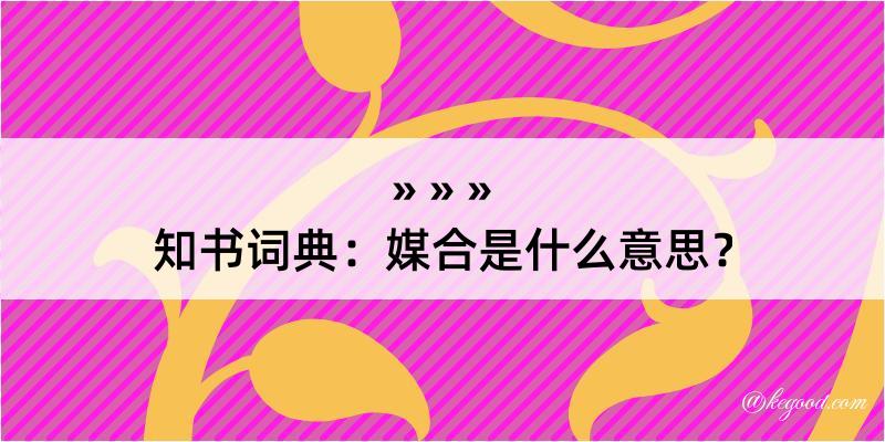 知书词典：媒合是什么意思？