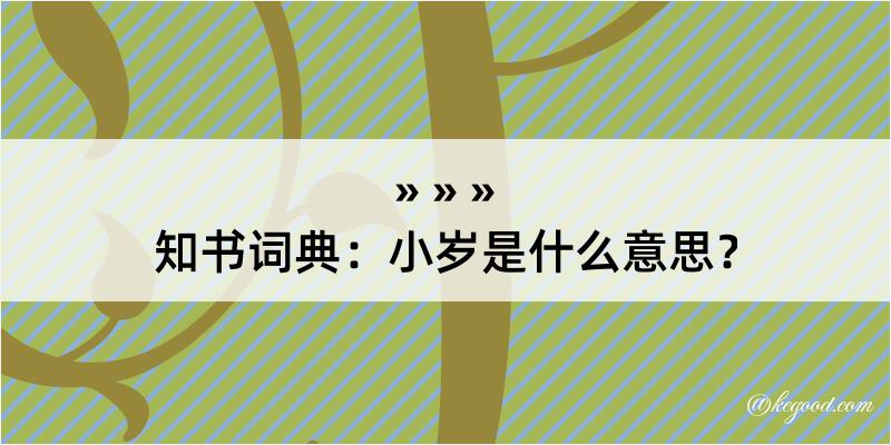 知书词典：小岁是什么意思？