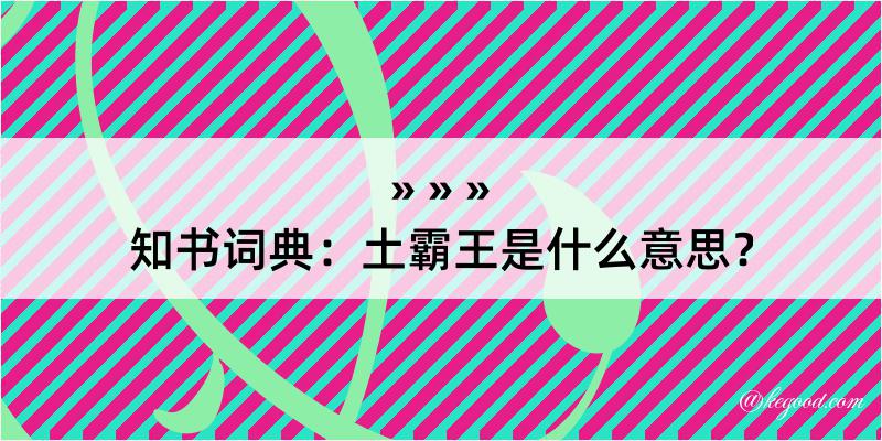 知书词典：土霸王是什么意思？