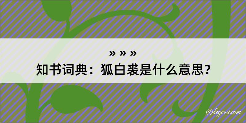 知书词典：狐白裘是什么意思？