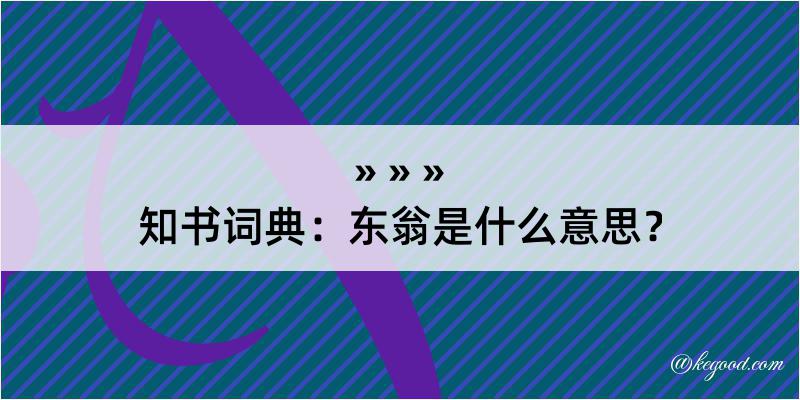 知书词典：东翁是什么意思？