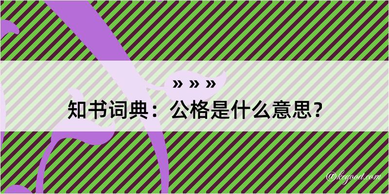 知书词典：公格是什么意思？