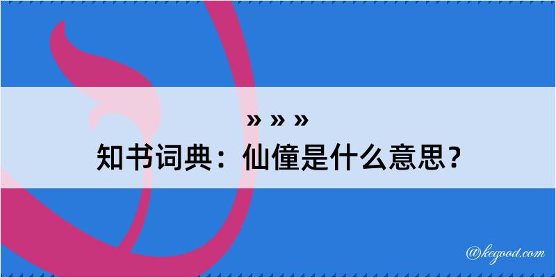 知书词典：仙僮是什么意思？