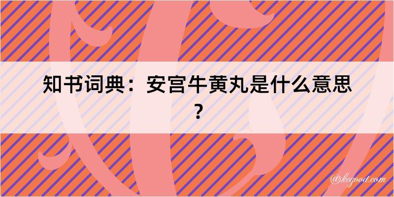 知书词典：安宫牛黄丸是什么意思？