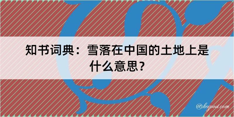 知书词典：雪落在中国的土地上是什么意思？