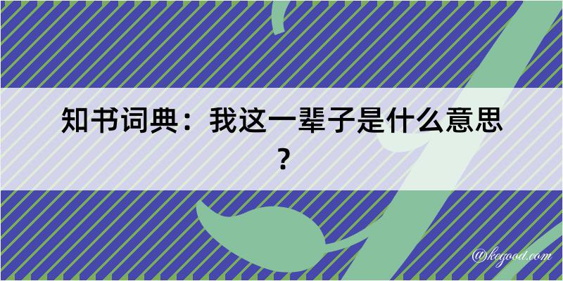 知书词典：我这一辈子是什么意思？