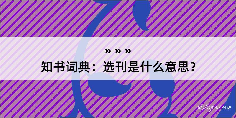 知书词典：选刊是什么意思？