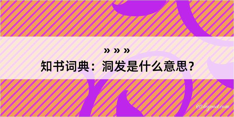 知书词典：洞发是什么意思？