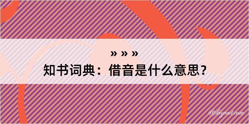 知书词典：借音是什么意思？