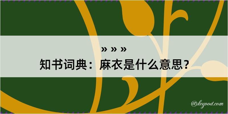 知书词典：麻衣是什么意思？