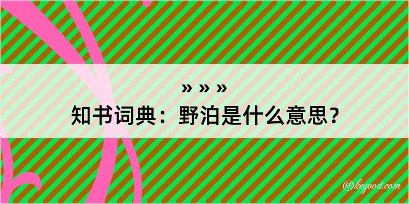 知书词典：野泊是什么意思？