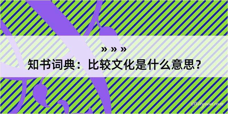 知书词典：比较文化是什么意思？