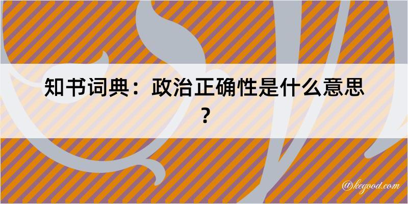 知书词典：政治正确性是什么意思？