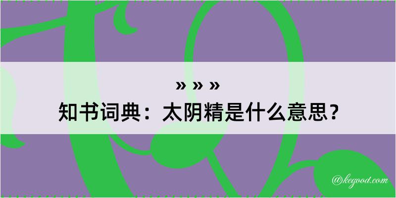 知书词典：太阴精是什么意思？