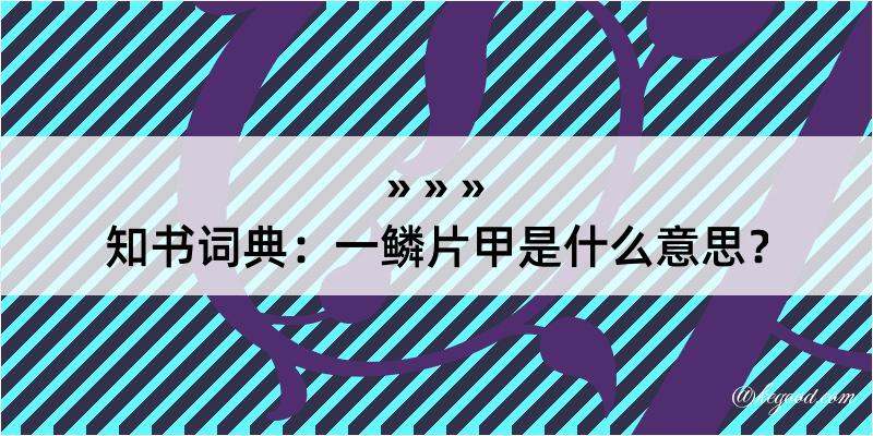 知书词典：一鳞片甲是什么意思？