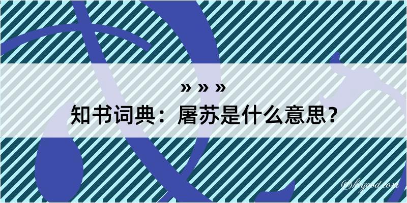 知书词典：屠苏是什么意思？