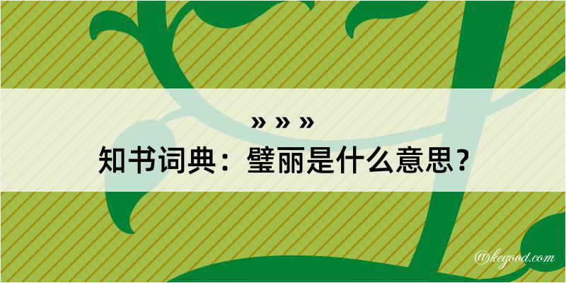 知书词典：璧丽是什么意思？