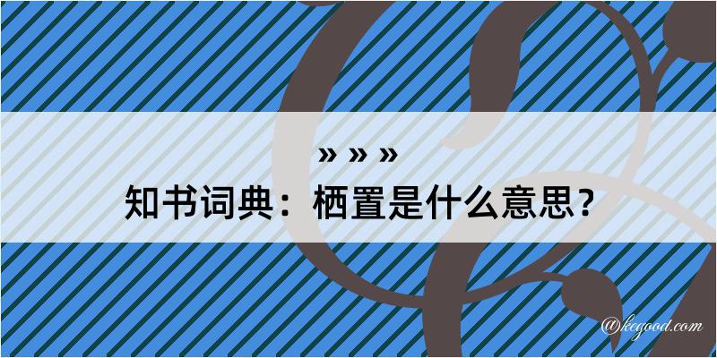 知书词典：栖置是什么意思？