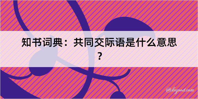 知书词典：共同交际语是什么意思？