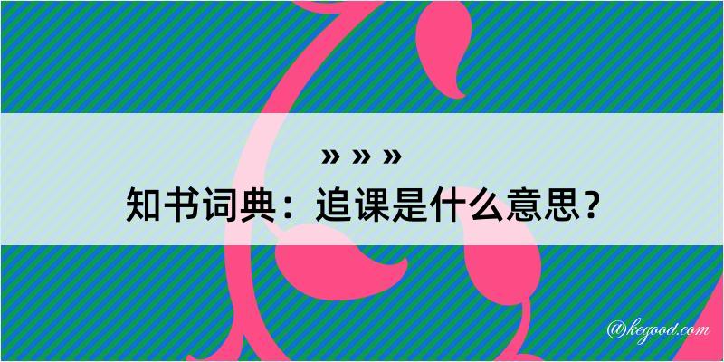 知书词典：追课是什么意思？