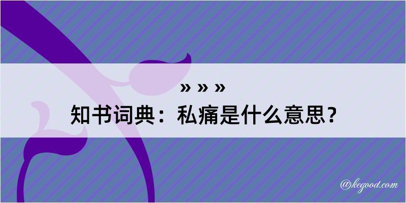 知书词典：私痛是什么意思？