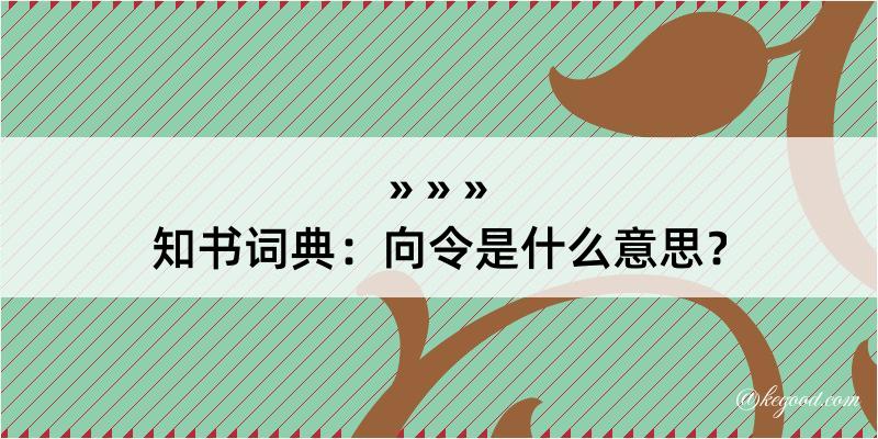 知书词典：向令是什么意思？