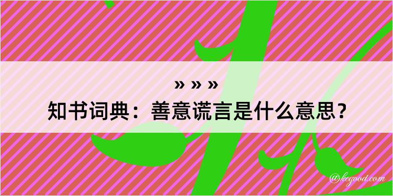 知书词典：善意谎言是什么意思？