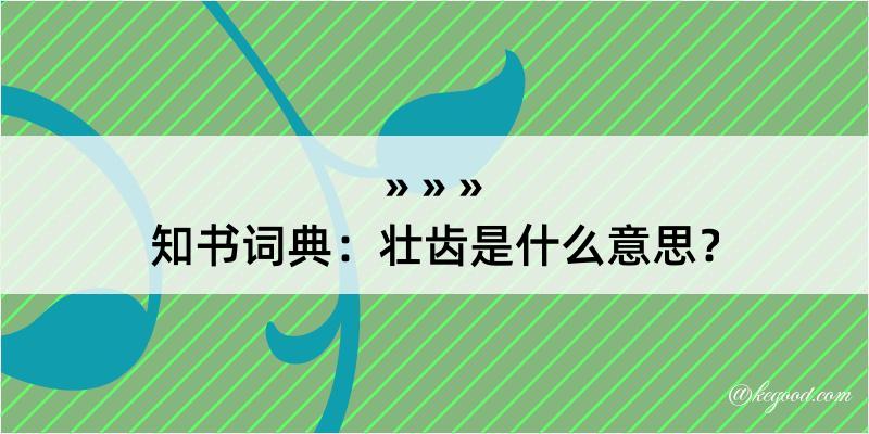 知书词典：壮齿是什么意思？