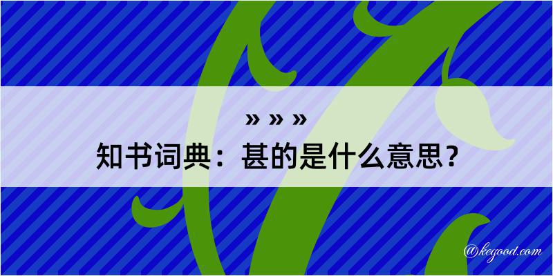 知书词典：甚的是什么意思？