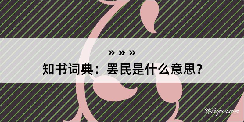 知书词典：罢民是什么意思？