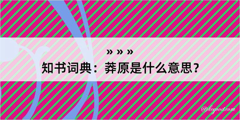 知书词典：莽原是什么意思？