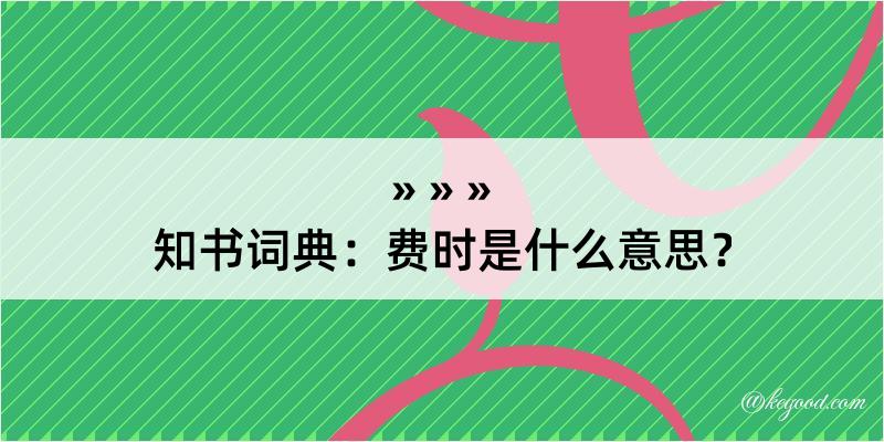 知书词典：费时是什么意思？