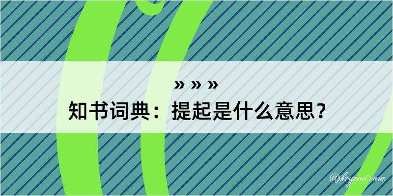 知书词典：提起是什么意思？