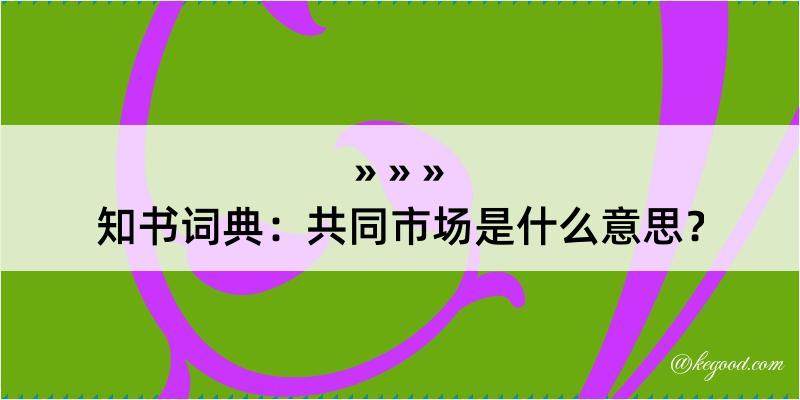 知书词典：共同市场是什么意思？