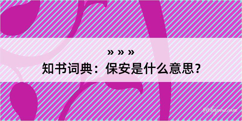 知书词典：保安是什么意思？