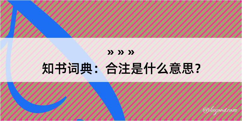 知书词典：合注是什么意思？