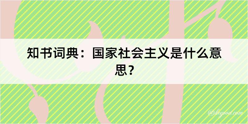 知书词典：国家社会主义是什么意思？